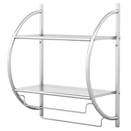 Wall Mounted 2-Tier Bathroom Towel Rack with 2 Towel Bars-Silver - Silver - Towel Racks