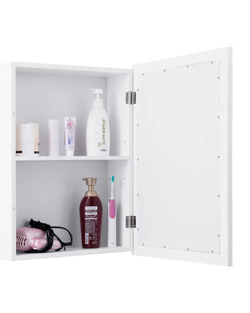 Wall Mounted Adjustable Medicine Storage Mirror Cabinet - White - Wall Cabinets