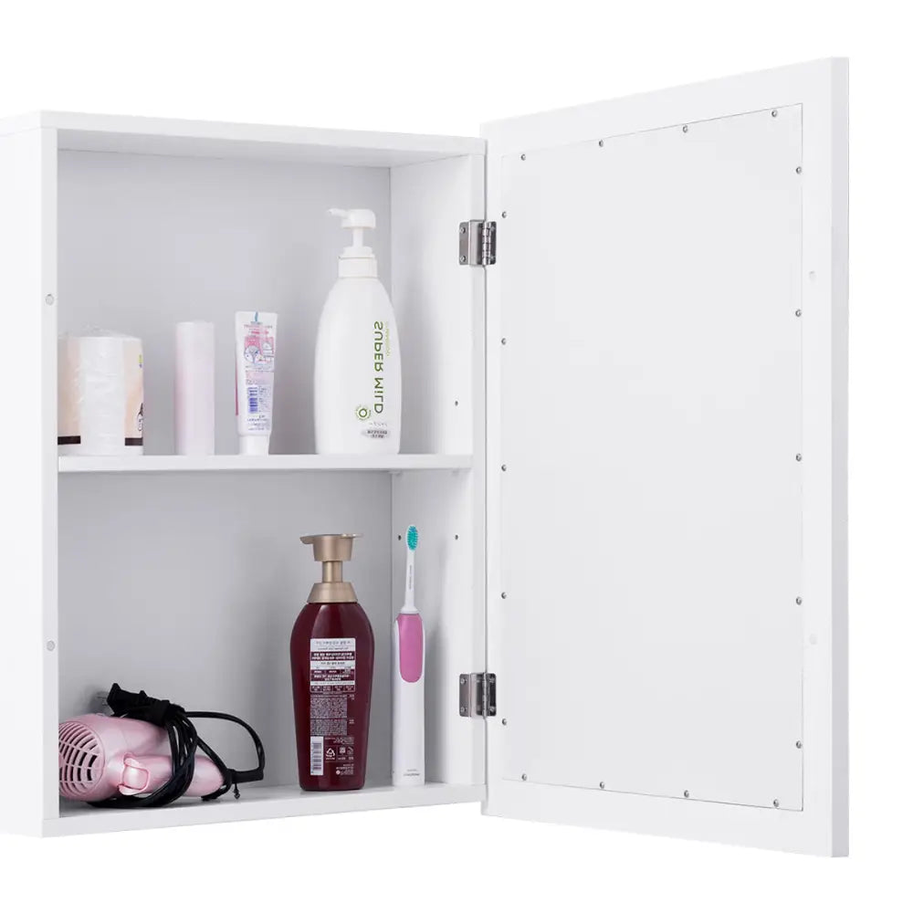 Wall Mounted Adjustable Medicine Storage Mirror Cabinet - White - Wall Cabinets