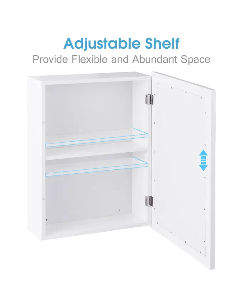 Wall Mounted Adjustable Medicine Storage Mirror Cabinet - White - Wall Cabinets