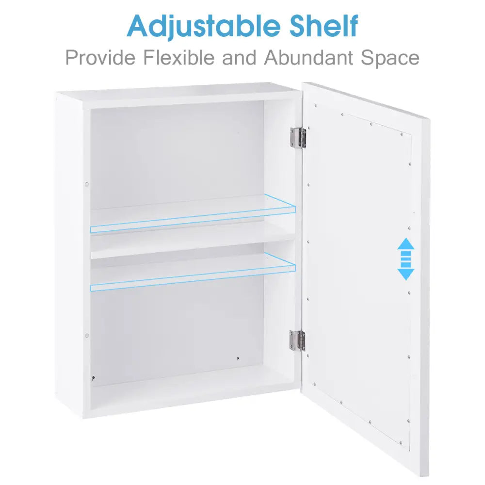 Wall Mounted Adjustable Medicine Storage Mirror Cabinet - White - Wall Cabinets