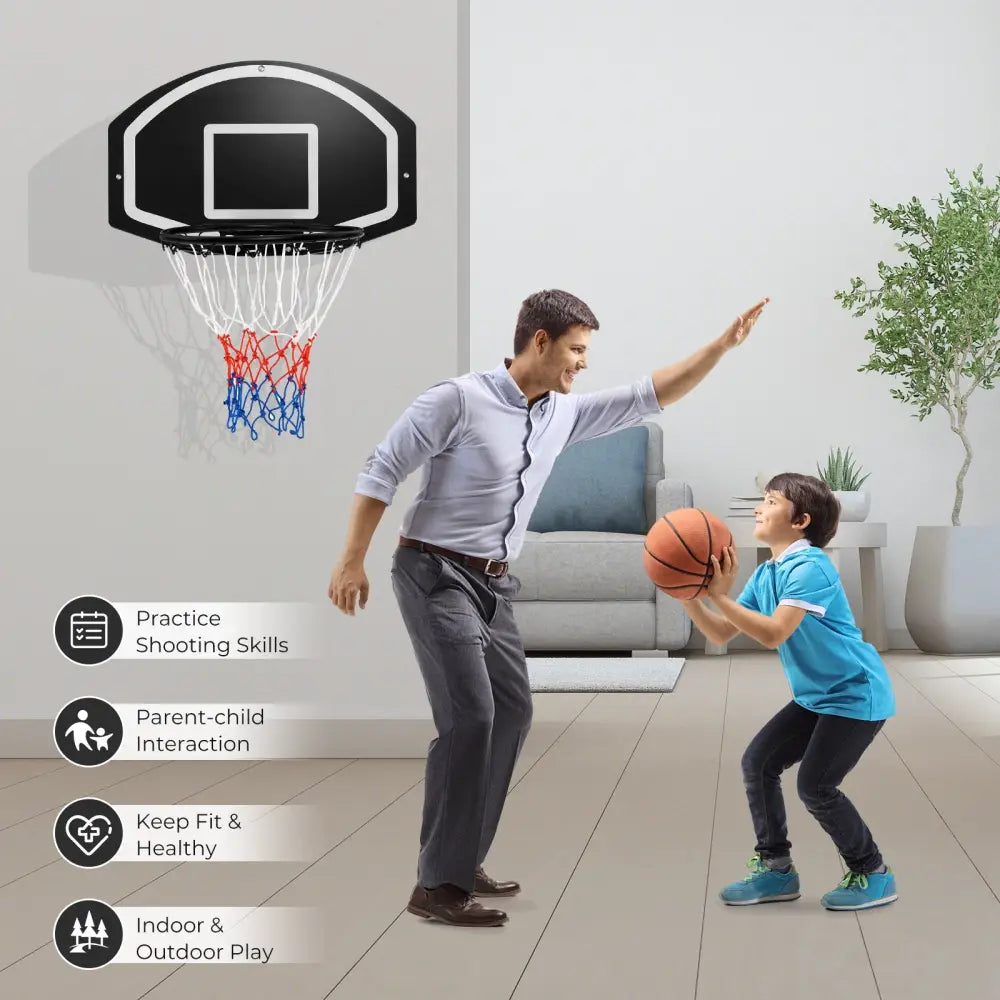 Wall Mounted Basketball Set for Kids Teens Adults - Black - Sport Equipments