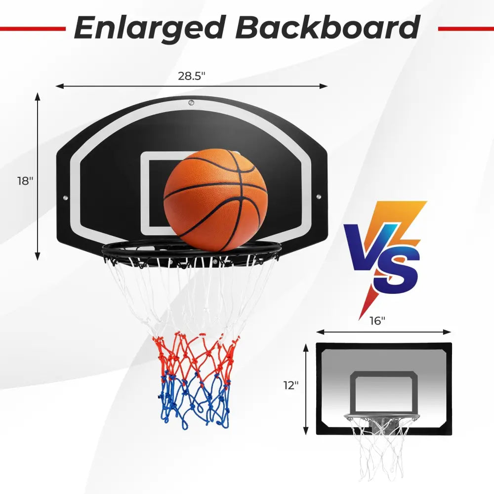 Wall Mounted Basketball Set for Kids Teens Adults - Black - Sport Equipments