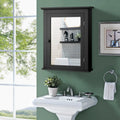 Wall Mounted Bathroom Mirror Cabinet with 5-level Height-adjustable Shelf-Black - Black - Wall Cabinets