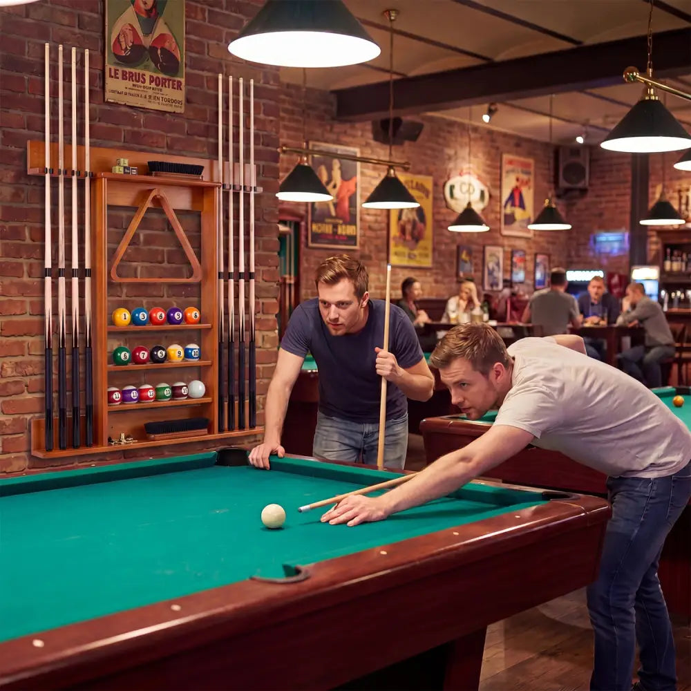 Wall-mounted Billiards Pool Cue Rack Only-Brown - Brown - Game Room
