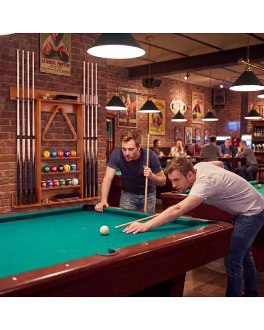 Wall-mounted Billiards Pool Cue Rack Only-Brown - Brown - Game Room