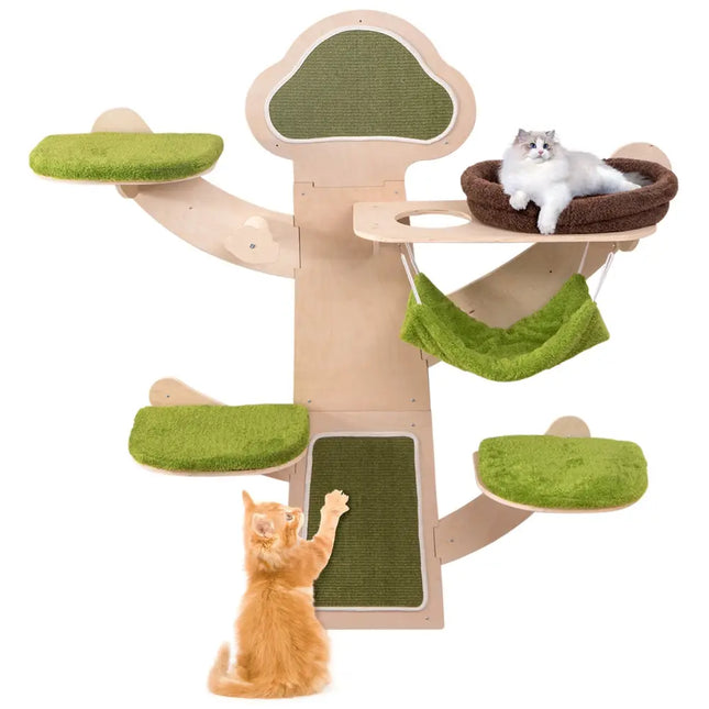 Wall - Mounted Cat Tower Cat Wall Shelves Furniture with Bed - Green - Oasis Home Essentials