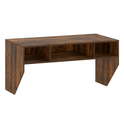 Wall-Mounted Computer Desk Floating Laptop Desk with 3 Storage Compartments-Rustic Brown - Rustic Brown - Computer Desks