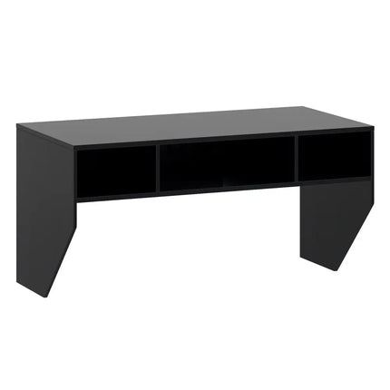 Wall-Mounted Computer Desk Floating Laptop Desk with 3 Storage Compartments-Black - Black - Computer Desks