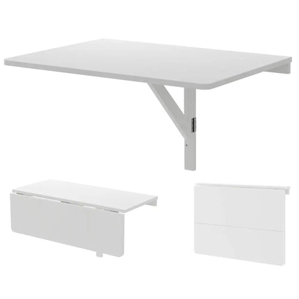 Wall-Mounted Drop-Leaf Table Folding Kitchen Dining Table Desk - White - Laptop Tables & Printer Stands