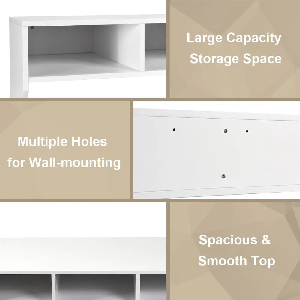 Wall Mounted Floating Computer Table Desk Storage Shelf-White - White - Laptop Tables & Printer Stands