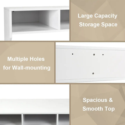 Wall Mounted Floating Computer Table Desk Storage Shelf-White - White - Laptop Tables & Printer Stands