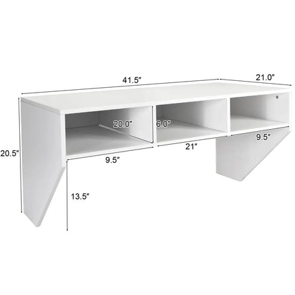 Wall Mounted Floating Computer Table Desk Storage Shelf-White - White - Laptop Tables & Printer Stands