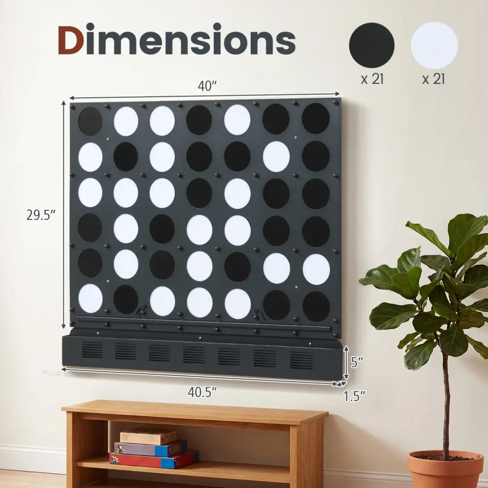Wall-mounted Jumbo 4-in-a-Row Game with Acrylic Discs-Black - Black - Lawn Games