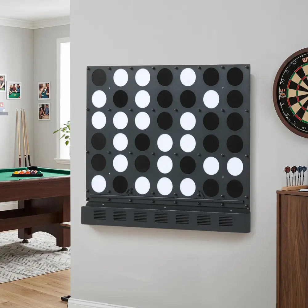 Wall-mounted Jumbo 4-in-a-Row Game with Acrylic Discs-Black - Black - Lawn Games