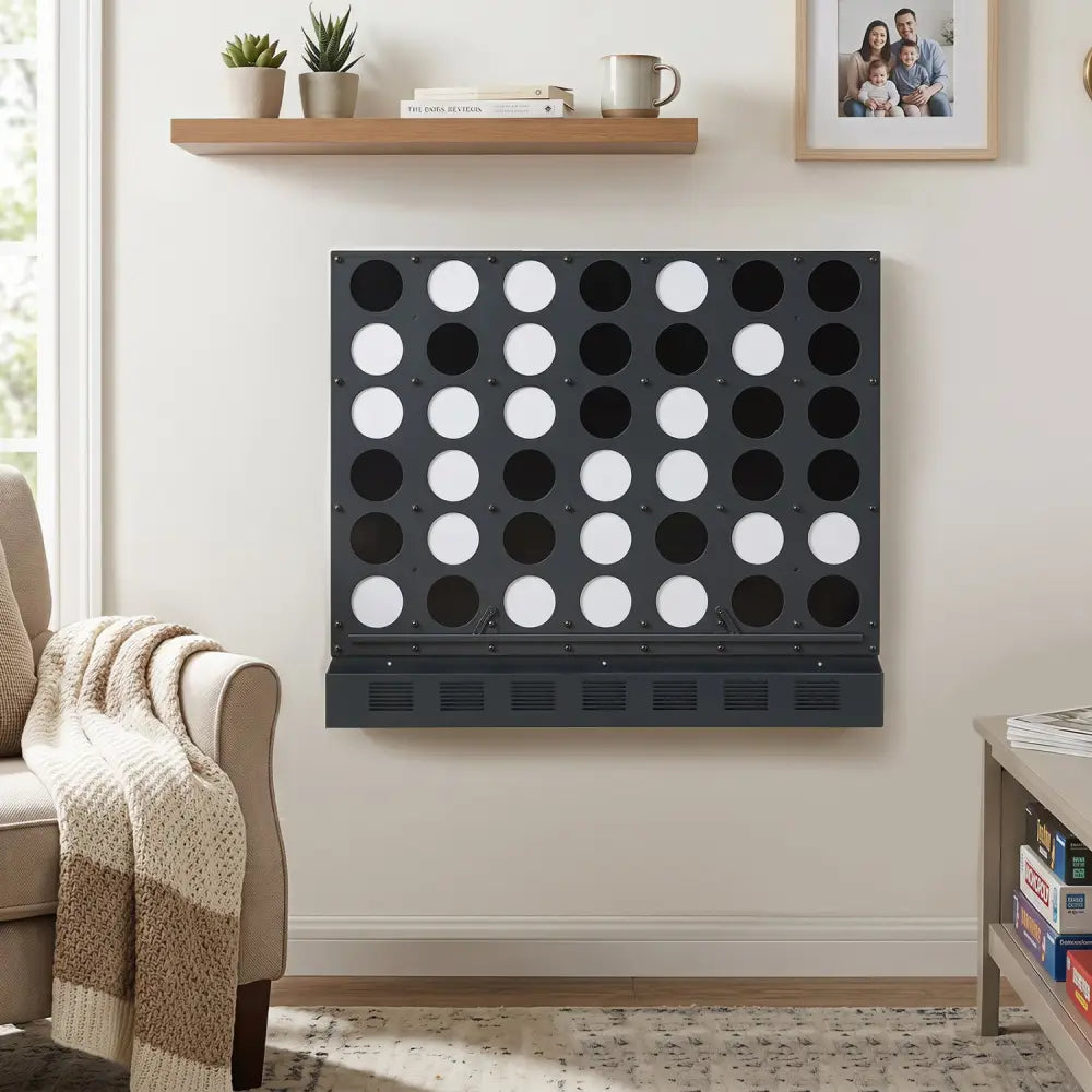 Wall-mounted Jumbo 4-in-a-Row Game with Acrylic Discs-Black - Black - Lawn Games