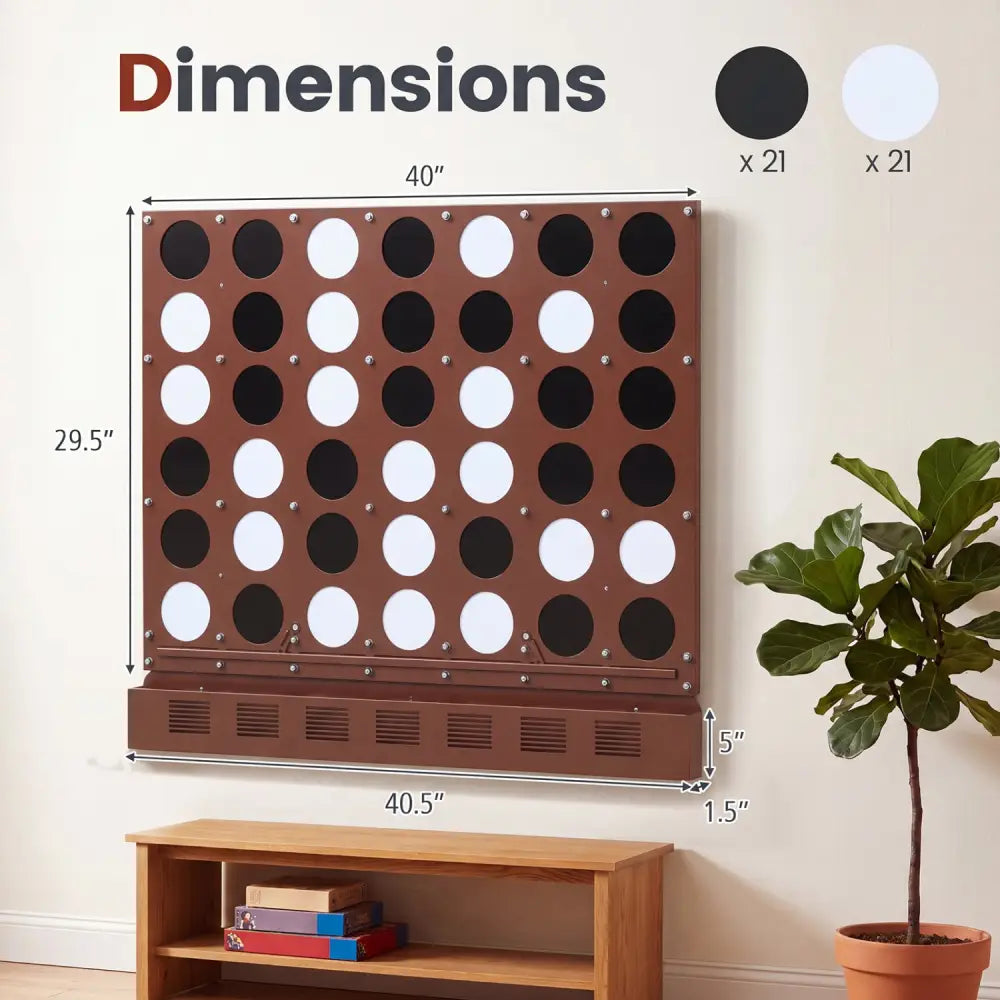 Wall-mounted Jumbo 4-in-a-Row Game with Acrylic Discs-Walnut - Walnut - Lawn Games