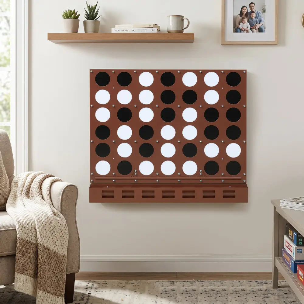Wall-mounted Jumbo 4-in-a-Row Game with Acrylic Discs-Walnut - Walnut - Lawn Games