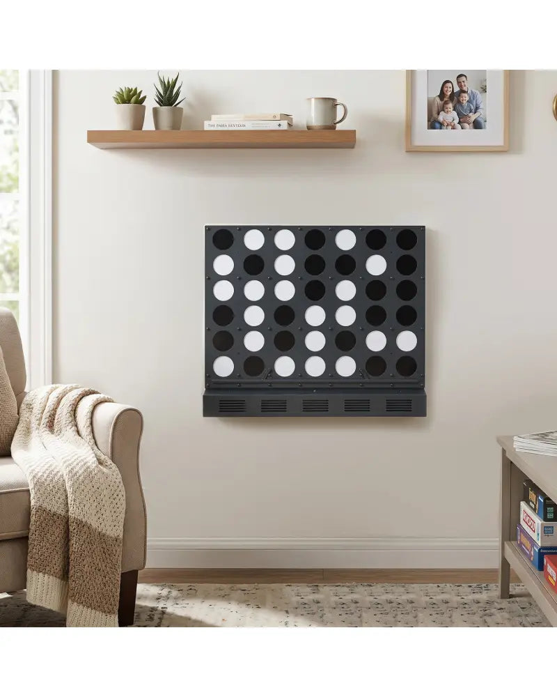 Wall-mounted Metal Connect-4 Game with Acrylic Discs-Black - Black - Lawn Games