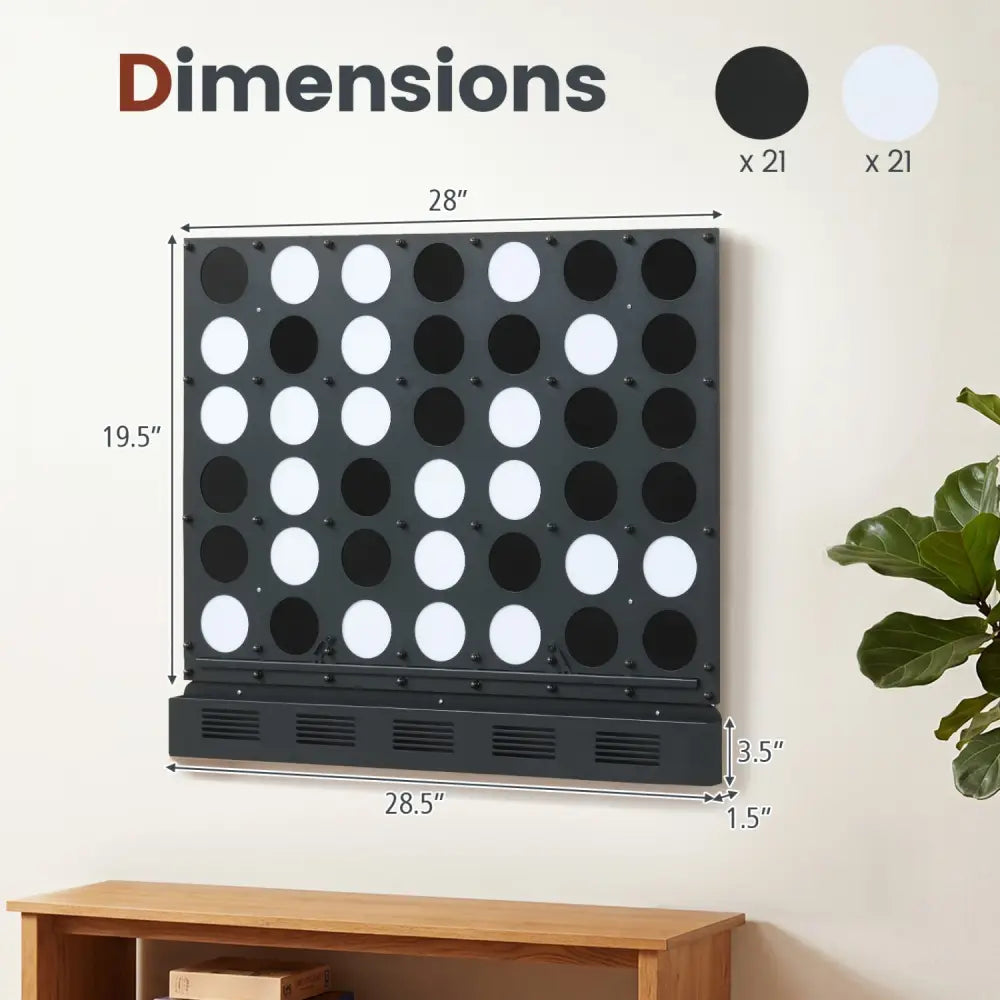 Wall-mounted Metal Connect-4 Game with Acrylic Discs-Black - Black - Lawn Games
