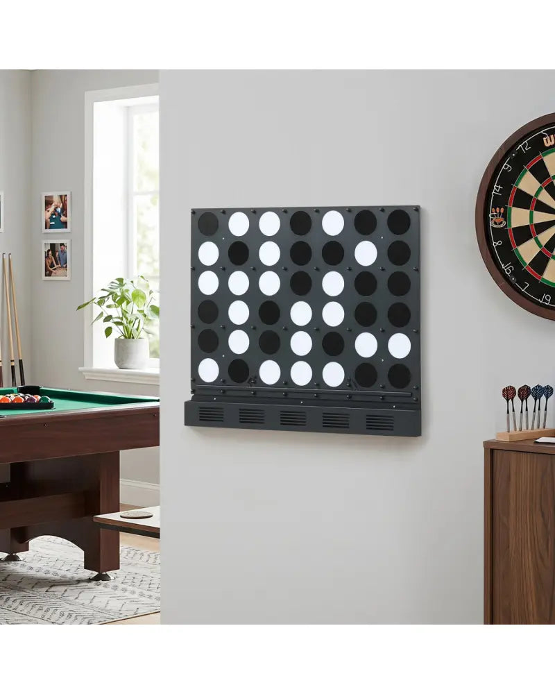 Wall-mounted Metal Connect-4 Game with Acrylic Discs-Black - Black - Lawn Games