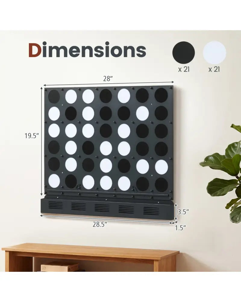Wall-mounted Metal Connect-4 Game with Acrylic Discs-Black - Black - Lawn Games