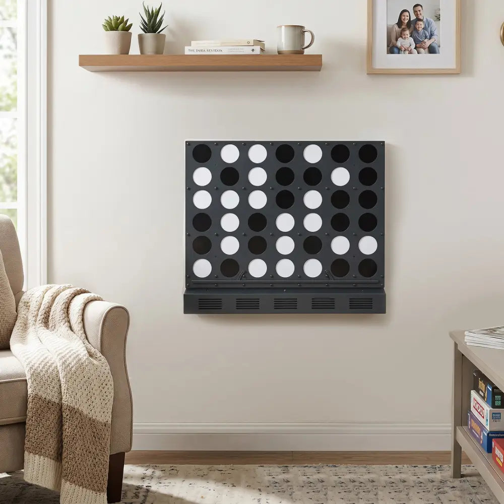 Wall-mounted Metal Connect-4 Game with Acrylic Discs-Black - Black - Lawn Games