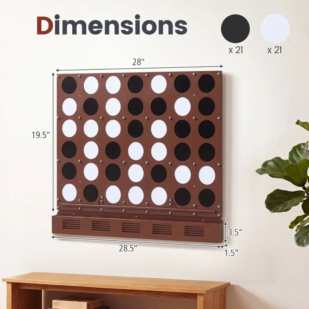 Wall-mounted Metal Connect-4 Game with Acrylic Discs-Walnut - Walnut - Lawn Games