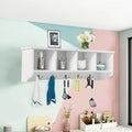 Wall-Mounted Storage Cabinet Hanging Entryway Shelf Coat Rack - White - Coat Racks & Hall Trees