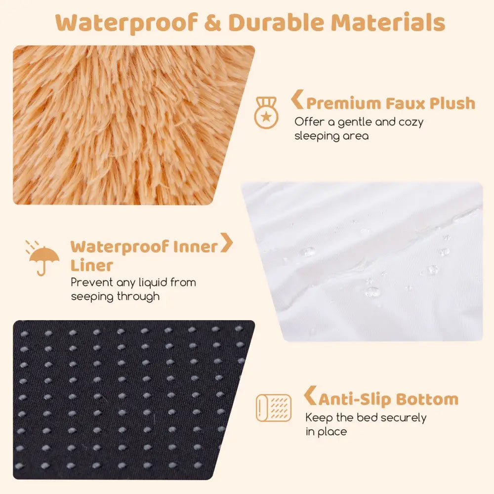 Washable Fluffy Human Dog Bed with Soft Blanket and Plump Pillow-Brown - Brown - Dog Supplies