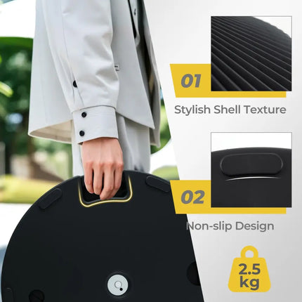 Water and Sand Filled Outdoor Umbrella Stand with Shell Texture and 3 Coupler Sizes-Black - Black - Outdoor Umbrella