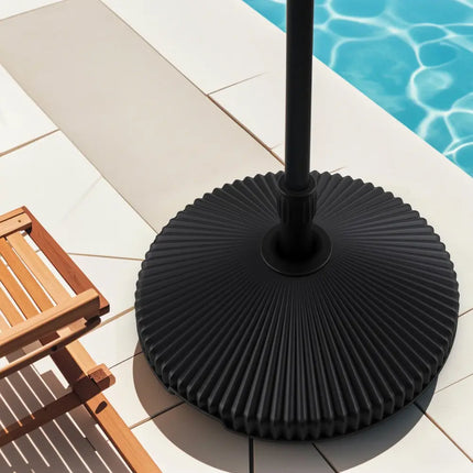 Water and Sand Filled Outdoor Umbrella Stand with Shell Texture and 3 Coupler Sizes-Black - Black - Outdoor Umbrella