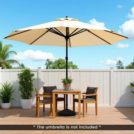Water and Sand Filled Outdoor Umbrella Stand with Shell Texture and 3 Coupler Sizes-Black - Black - Outdoor Umbrella