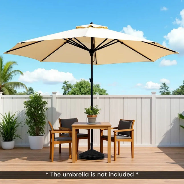 Water and Sand Filled Outdoor Umbrella Stand with Shell Texture and 3 Coupler Sizes-Black - Black - Outdoor Umbrella