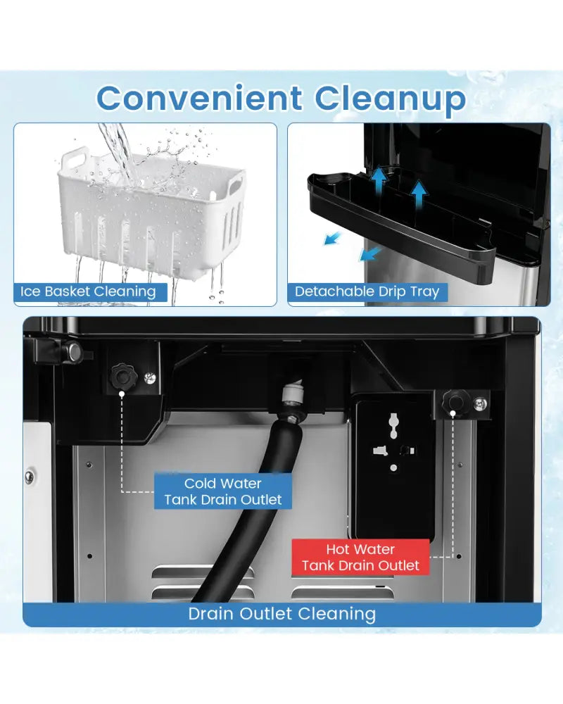 Water Dispenser with Ice Maker 3 in 1 Bottom Loading Water Cooler for 5 Gallon Bottle-Black - Black - Ice Makers