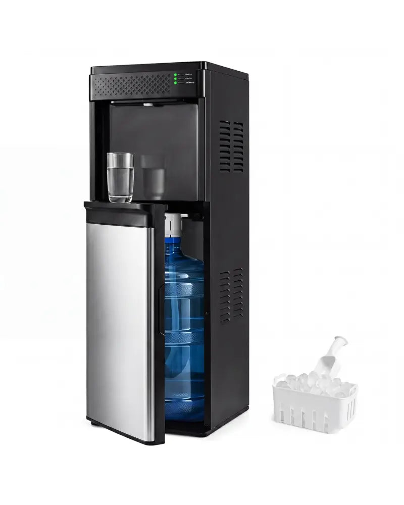 Water Dispenser with Ice Maker 3 in 1 Bottom Loading Water Cooler for 5 Gallon Bottle-Black - Black - Ice Makers