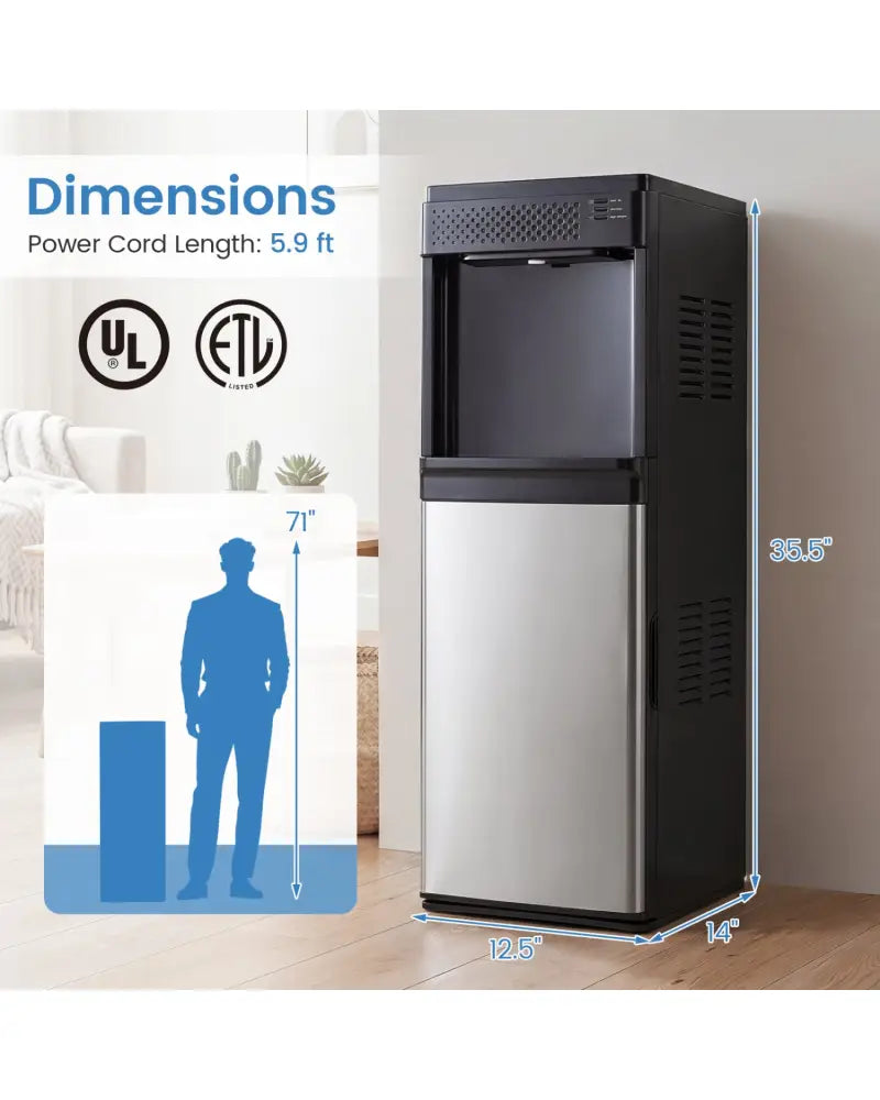 Water Dispenser with Ice Maker 3 in 1 Bottom Loading Water Cooler for 5 Gallon Bottle-Black - Black - Ice Makers