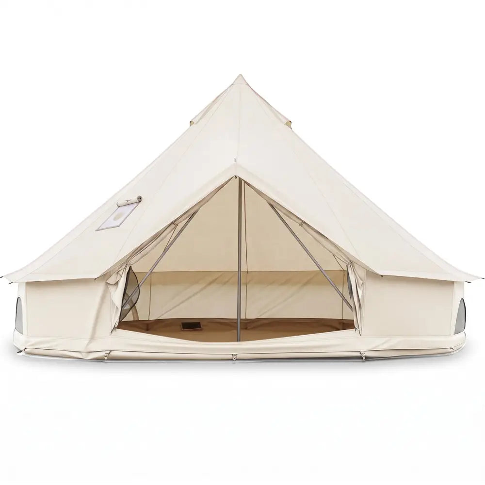 Waterproof Bell Tent with Stove Jack Accommodates and Mesh Windows Doors-L - Tents