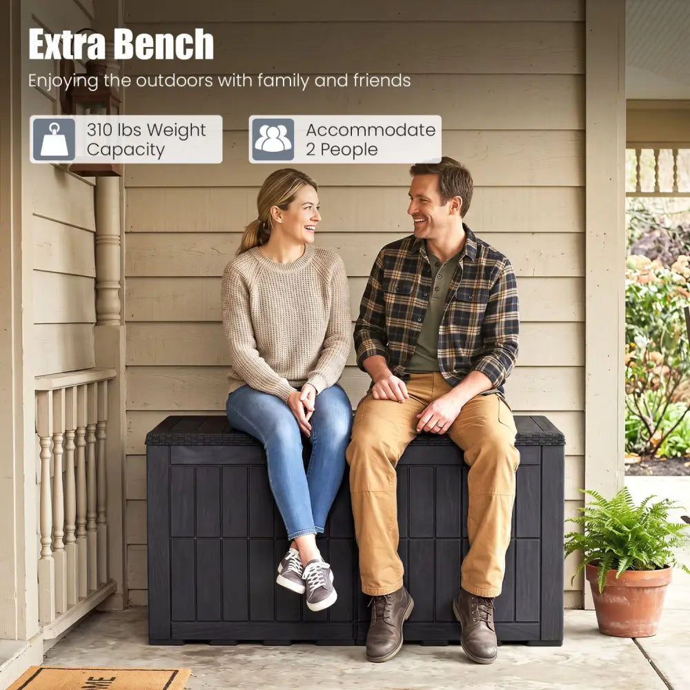Waterproof Lockable Outdoor Deck Box for Tools Cushions Pool-Black - Black - Sheds & Outdoor Storage