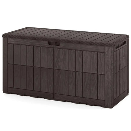 Waterproof Lockable Outdoor Deck Box for Tools Cushions Pool-Dark Brown - Dark Brown - Sheds & Outdoor Storage