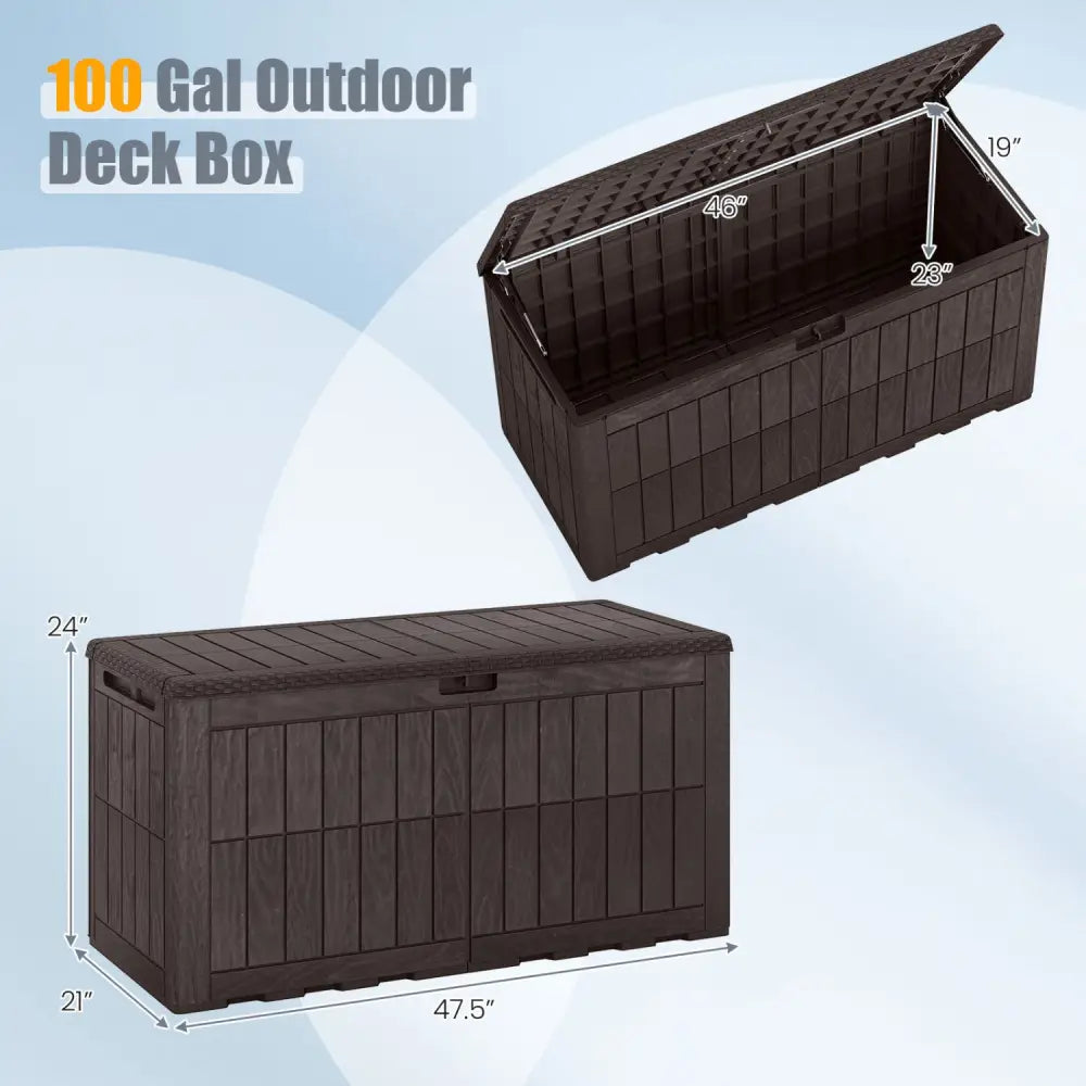 Waterproof Lockable Outdoor Deck Box for Tools Cushions Pool-Dark Brown - Dark Brown - Sheds & Outdoor Storage