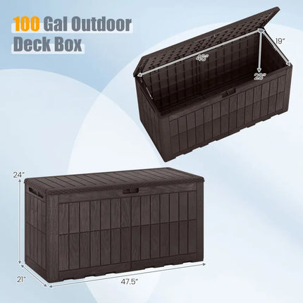 Waterproof Lockable Outdoor Deck Box for Tools Cushions Pool-Dark Brown - Dark Brown - Sheds & Outdoor Storage