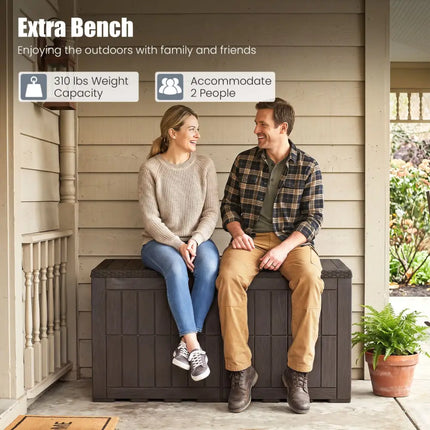Waterproof Lockable Outdoor Deck Box for Tools Cushions Pool-Dark Brown - Dark Brown - Sheds & Outdoor Storage