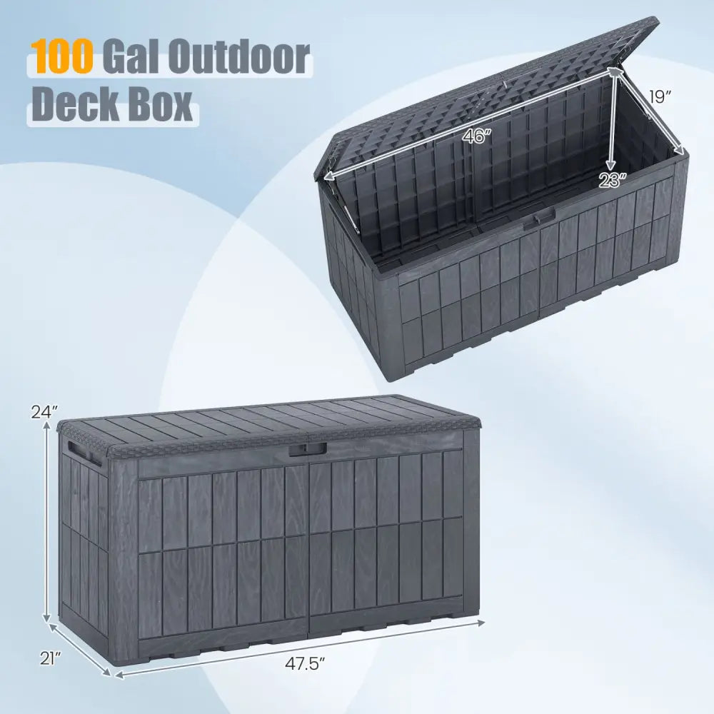 Waterproof Lockable Outdoor Deck Box for Tools Cushions Pool-Gray - Gray - Sheds & Outdoor Storage