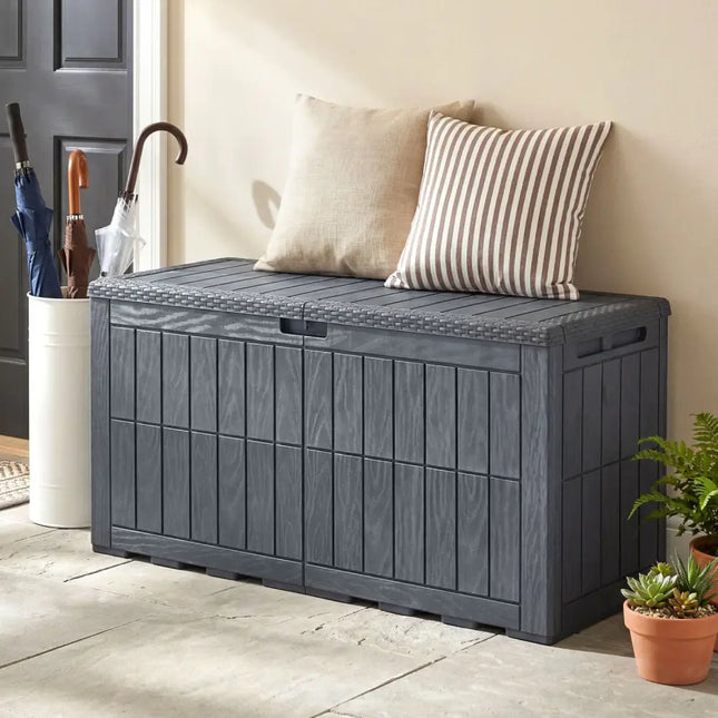 Waterproof Lockable Outdoor Deck Box for Tools Cushions Pool-Gray - Gray - Sheds & Outdoor Storage