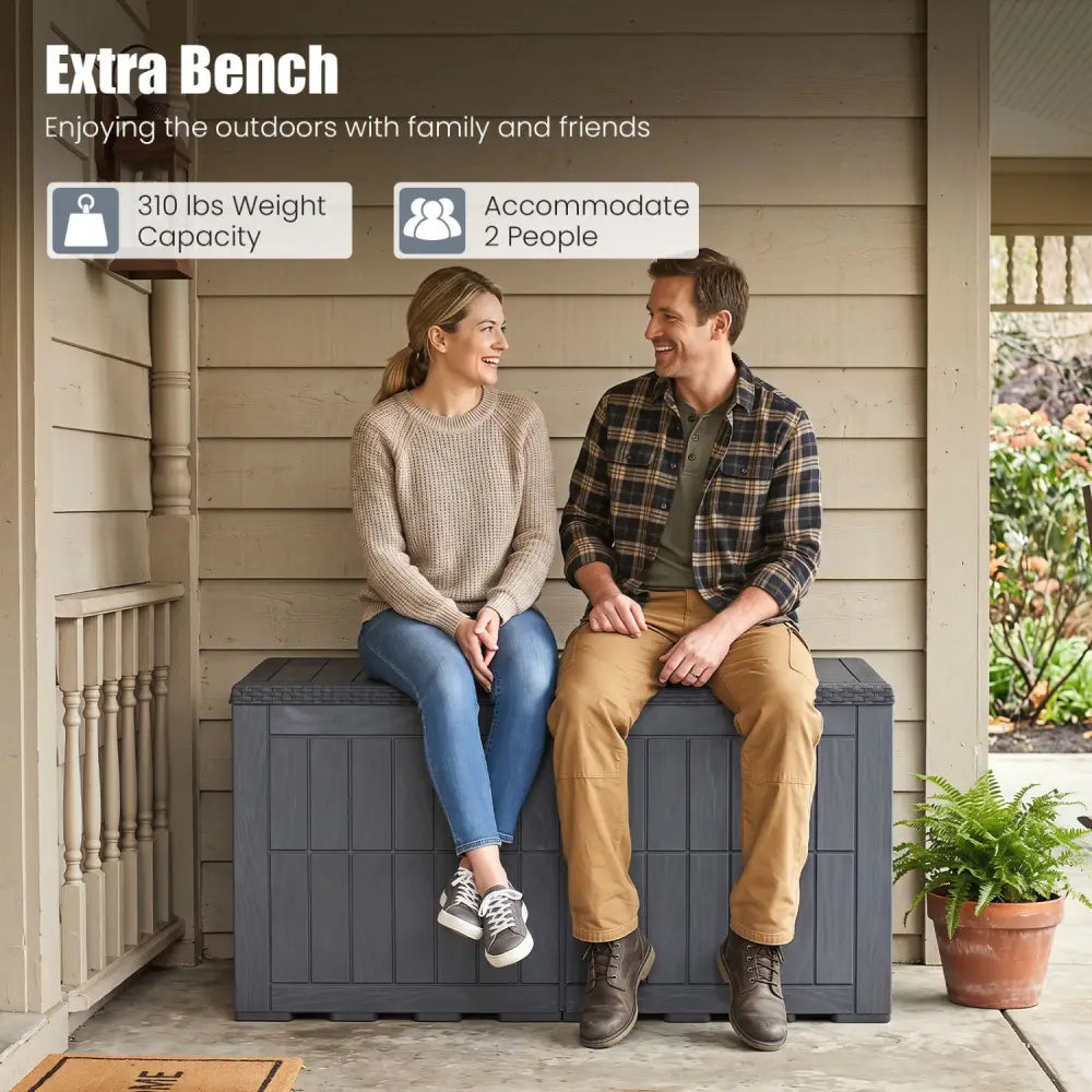 Waterproof Lockable Outdoor Deck Box for Tools Cushions Pool-Gray - Gray - Sheds & Outdoor Storage