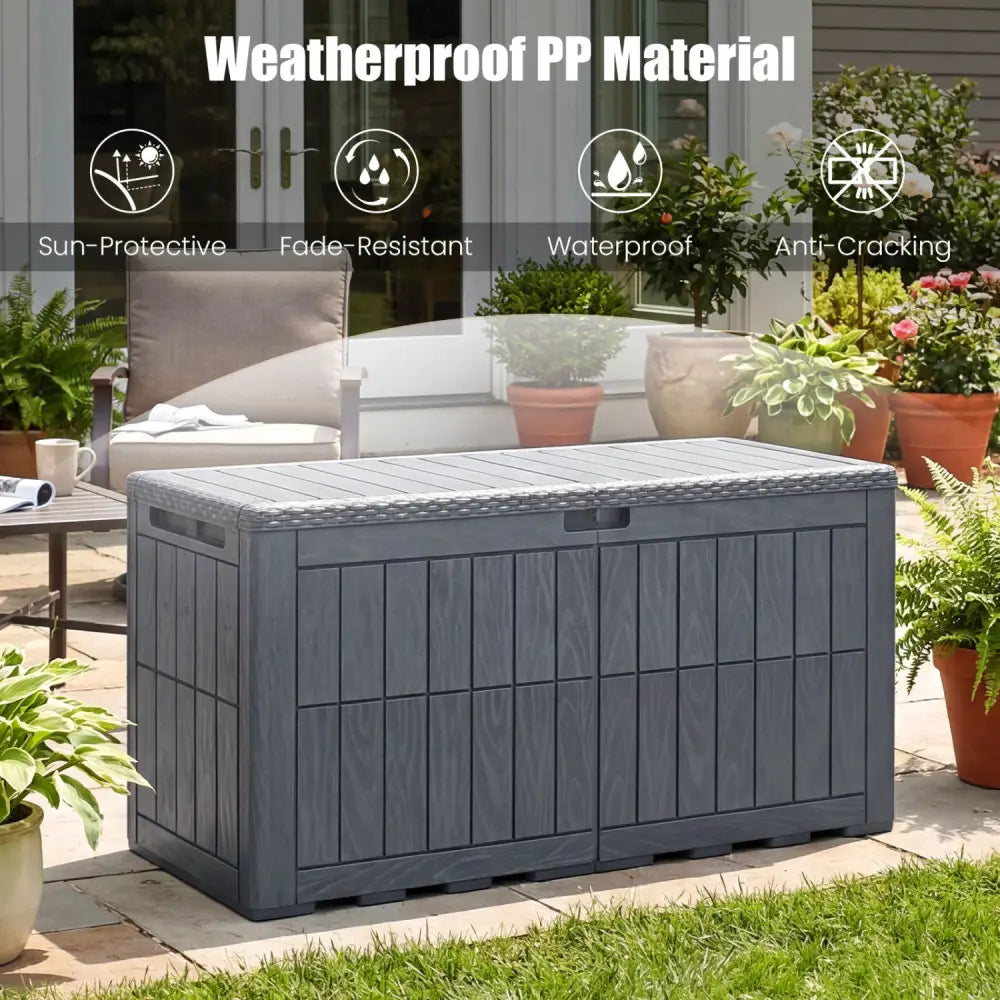 Waterproof Lockable Outdoor Deck Box for Tools Cushions Pool-Gray - Gray - Sheds & Outdoor Storage