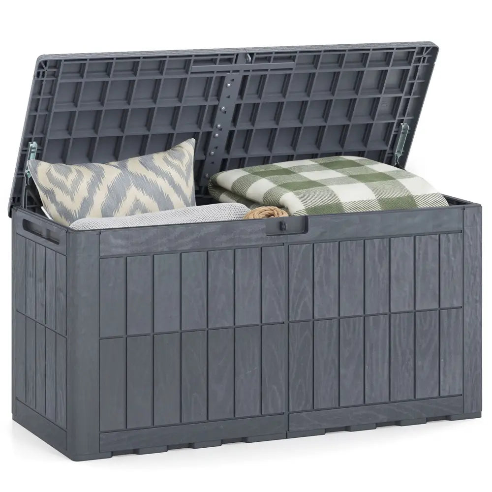 Waterproof Lockable Outdoor Deck Box for Tools Cushions Pool-Gray - Gray - Sheds & Outdoor Storage