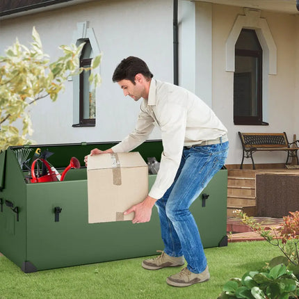 Waterproof Outdoor Storage Box with Ventilated Window Adjustable Snap-Green - Green - Sheds & Outdoor Storage
