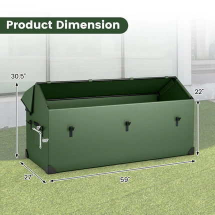 Waterproof Outdoor Storage Box with Ventilated Window Adjustable Snap-Green - Green - Sheds & Outdoor Storage